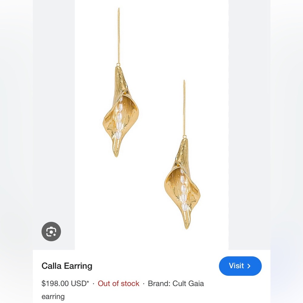 New in box cult gaia gold-toned Calla earrings